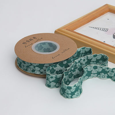Embossed Floral Lace Trim 25mm Polyester Champagne Lace Ribbon