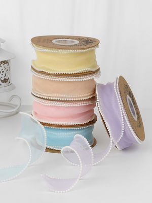 40mm Pearl Edge Polyester Organza Ribbon for Luxury Gift Packing