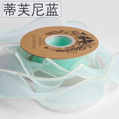 40mm Pearl Edge Polyester Organza Ribbon for Luxury Gift Packing