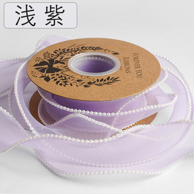 40mm Pearl Edge Polyester Organza Ribbon for Luxury Gift Packing