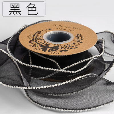 40mm Pearl Edge Polyester Organza Ribbon for Luxury Gift Packing