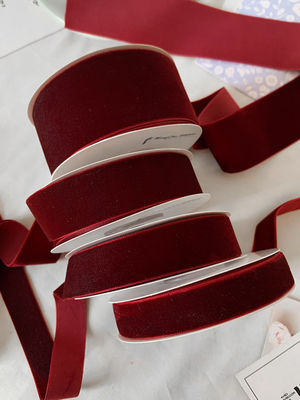 38mm Double Faced Velvet Ribbon 3.8cm Dark Red Velvet Ribbon