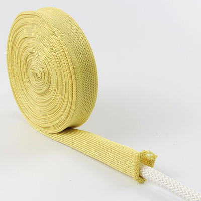 Knitted Fireproof Webbing Yellow 20mm Width Kevlar Tubular Webbing