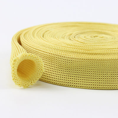 Knitted Fireproof Webbing Yellow 20mm Width Kevlar Tubular Webbing