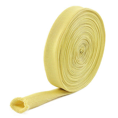 Knitted Fireproof Webbing Yellow 20mm Width Kevlar Tubular Webbing