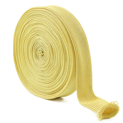 Knitted Fireproof Webbing Yellow 20mm Width Kevlar Tubular Webbing