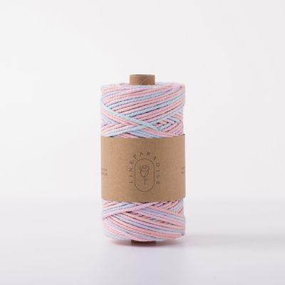 ISO9001 Solid Braid Cotton Rope Colorful 3mm Twisted Macrame Cord