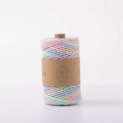 ISO9001 Solid Braid Cotton Rope Colorful 3mm Twisted Macrame Cord