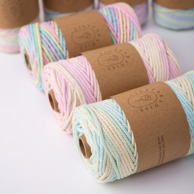 ISO9001 Solid Braid Cotton Rope Colorful 3mm Twisted Macrame Cord