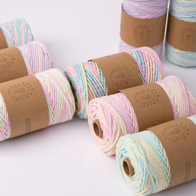 ISO9001 Solid Braid Cotton Rope Colorful 3mm Twisted Macrame Cord