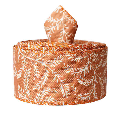 Thanks Giving Day Printed Burlap Ribbon 63mm Personalized Cotton Ribbon