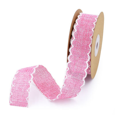 25mm*10y Burlap Ribbon Rolls Weave Edge 2.5cm Burlap Trim By The Yard