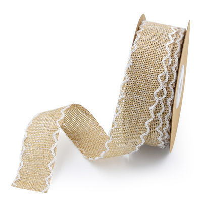 25mm*10y Burlap Ribbon Rolls Weave Edge 2.5cm Burlap Trim By The Yard