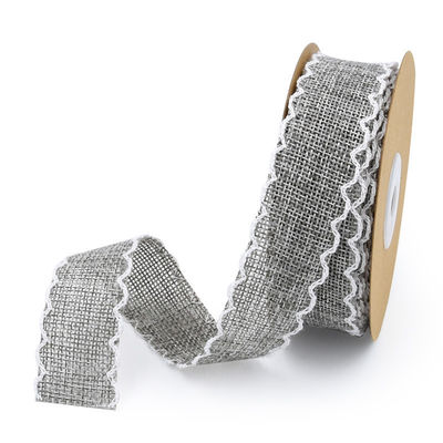 25mm*10y Burlap Ribbon Rolls Weave Edge 2.5cm Burlap Trim By The Yard