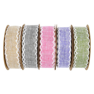 25mm*10y Burlap Ribbon Rolls Weave Edge 2.5cm Burlap Trim By The Yard