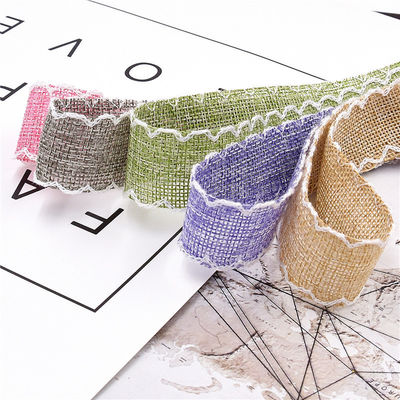 25mm*10y Burlap Ribbon Rolls Weave Edge 2.5cm Burlap Trim By The Yard
