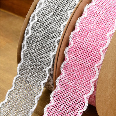 25mm*10y Burlap Ribbon Rolls Weave Edge 2.5cm Burlap Trim By The Yard