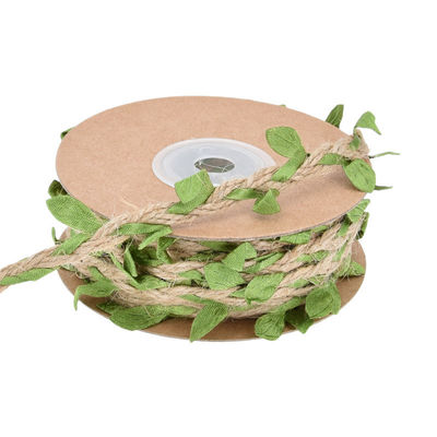Leaf Dark Green Burlap Ribbon 2mm-15mm*10y Jute Wired Ribbon
