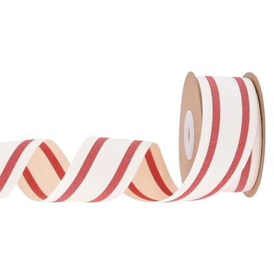 10mm-38mm*10y Black And Red Striped Cotton Ribbon For Gift Packing And Garment Accessories