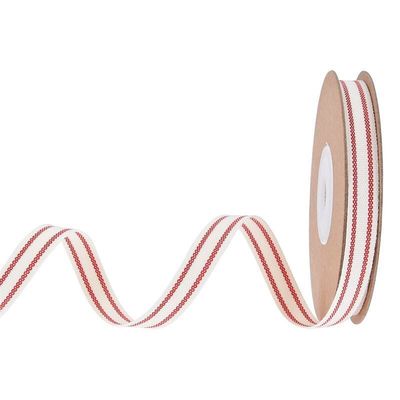 10mm-38mm*10y Black And Red Striped Cotton Ribbon For Gift Packing And Garment Accessories