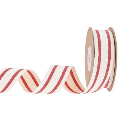 10mm-38mm*10y Black And Red Striped Cotton Ribbon For Gift Packing And Garment Accessories