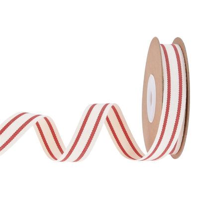 10mm-38mm*10y Black And Red Striped Cotton Ribbon For Gift Packing And Garment Accessories