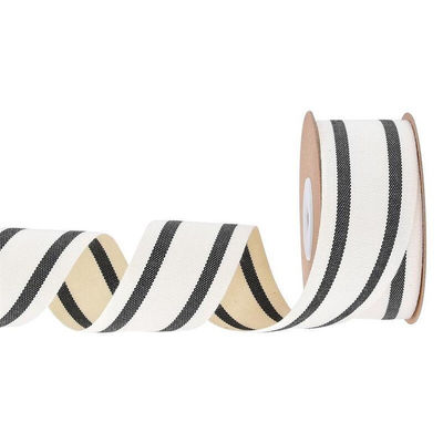 10mm-38mm*10y Black And Red Striped Cotton Ribbon For Gift Packing And Garment Accessories