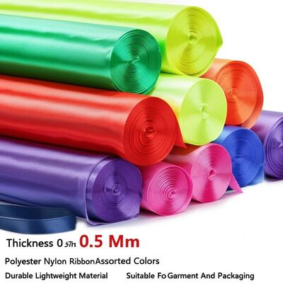 Thickness 0.5 Mm Polyester Nylon Ribbon Assorted Colors Durable Lightweight Material Suitable For Garment And Packaging