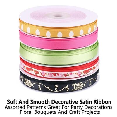 Soft And Smooth Decorative Satin Ribbon Assorted Patterns Great For Party Decorations Floral Bouquets And Craft Projects