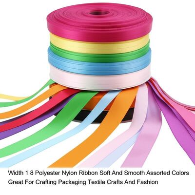 Width 1 8 Polyester Nylon Ribbon Soft And Smooth Assorted Colors Great For Crafting Packaging Textile Crafts And Fashion